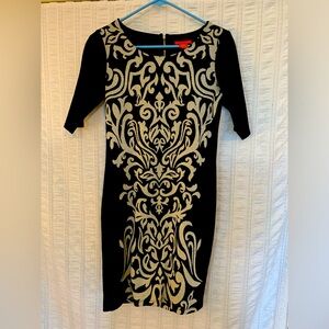 Beautiful tailored dark gray dress with white design